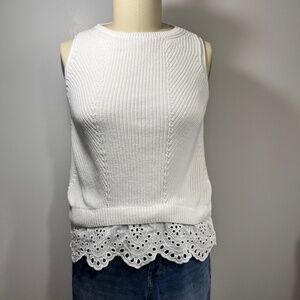 Loft white cotton knit tank.  Size Small